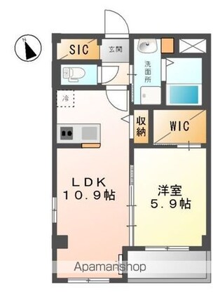 リユニオン[1LDK/41.36m2]の間取図