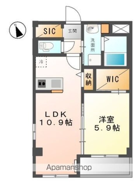 リユニオン[1LDK/41.36m2]の間取図