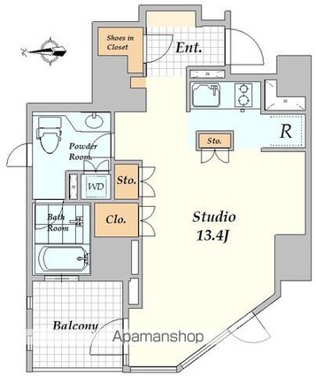 プライムアーバン四谷外苑東[1R/36.09m2]の間取図