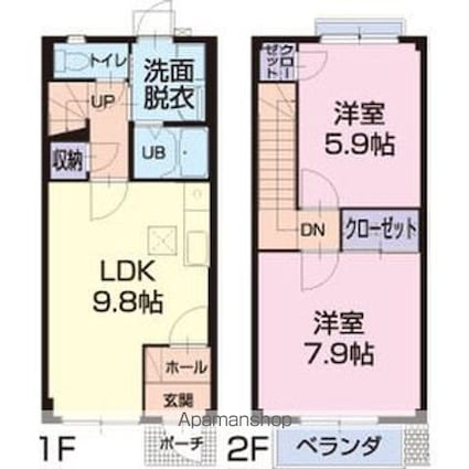 Ｂｒａｎｃｈｅ東浜井場[2LDK/60.6m2]の間取図