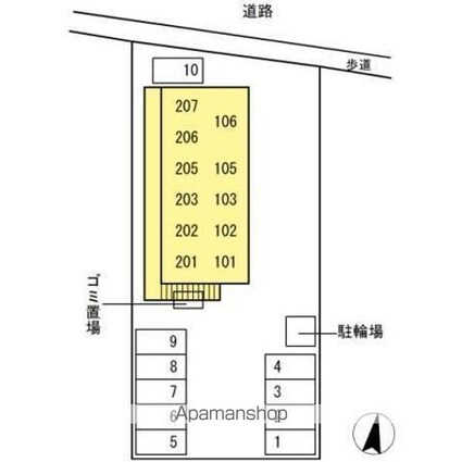 香川県高松市東ハゼ町[1K/26.28m2]の配置図