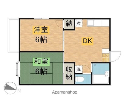 コーポ２１[2DK/39.74m2]の間取図