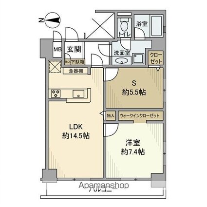 森下アムフラット[1SLDK/62.2m2]の間取図