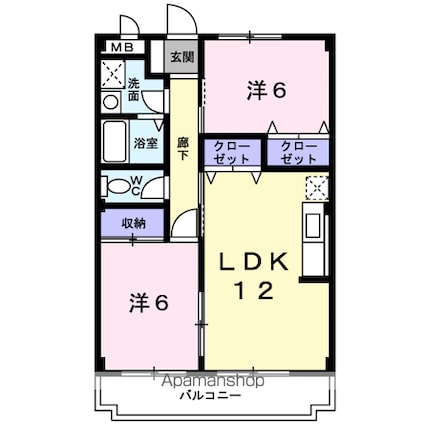 パーク　マリッチ[2LDK/56.07m2]の間取図