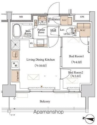 ブランシエスタ木場[2LDK/39.19m2]の間取図