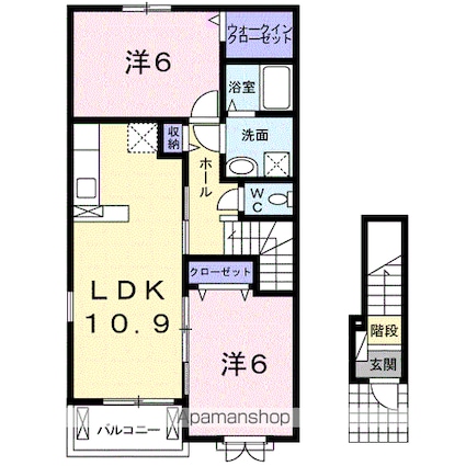 和歌山県岩出市岡田[2LDK/57.19m2]の間取図