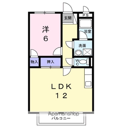 Ｓｕｒｐｌｕｓ六供Ａ[1LDK/44.72m2]の間取図