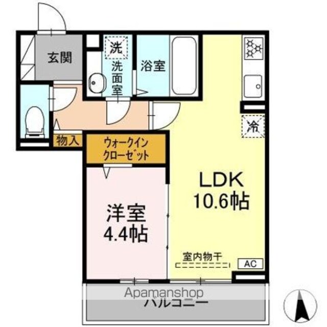 ＣｏｕＲ１８高宮Ｗ[1LDK/40.31m2]の間取図