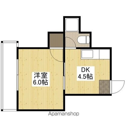 広島県広島市中区白島中町[1DK/23m2]の間取図