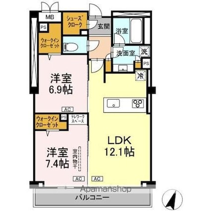 プライム　フォレスト　百合ケ丘[2LDK/71.08m2]の間取図