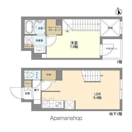 ウェルスクエア新宿戸山[1LDK/42.78m2]の間取図