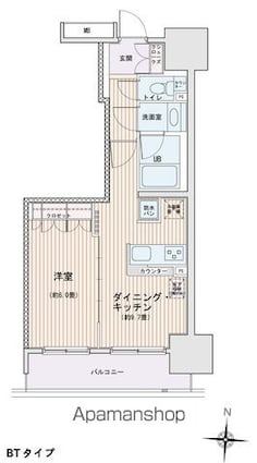 エスティメゾン錦糸町Ⅱ[1LDK/40m2]の間取図