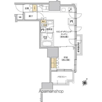 グレーシアフィット三軒茶屋[1LDK/34.66m2]の間取図