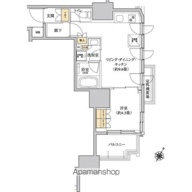 グレーシアフィット三軒茶屋[1LDK/34.66m2]の間取図