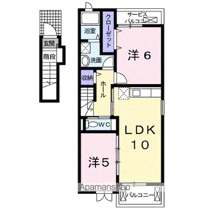 サンライズⅠ[2LDK/54.4m2]の間取図