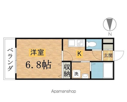 トレセリア椚田[1K/21.37m2]の間取図