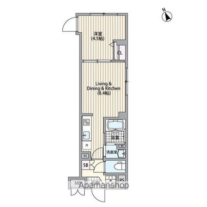 エルファーロ恵比寿[1LDK/30.02m2]の間取図