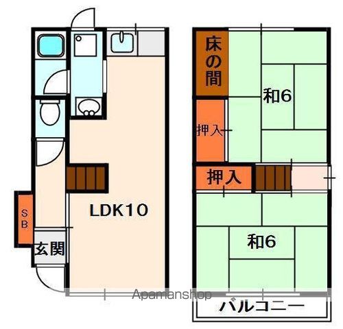 枚方市 2階建 築53年の間取り写真