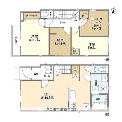 Ｋｏｌｅｔ柏南増尾０７[2SLDK/84.25m2]の間取図