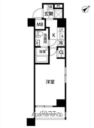 ヴォーガコルテ世田谷代田[1K/26.08m2]の間取図