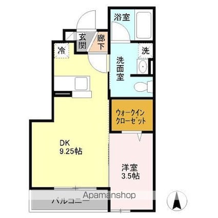 ＤーＲｏｏｍ　ｎａｋａｎｏ[1LDK/32.02m2]の間取図