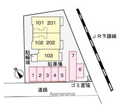 ヴィラ有ノ木[2DK/44.67m2]の配置図