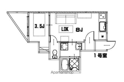 リノリノアパートメント千田[1LDK/26.47m2]の間取図