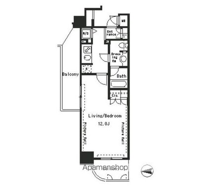 パークアクシス四谷ステージ[1R/34.82m2]の間取図
