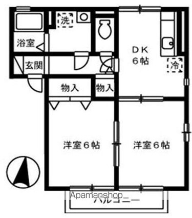 ルピナ深津[2DK/44.02m2]の間取図