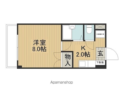 ブルースカイ[1K/25.42m2]の間取図