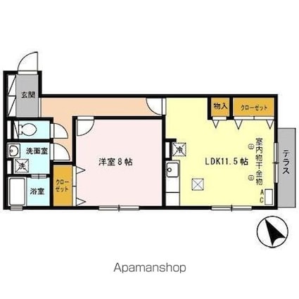 群馬県館林市東美園町[1LDK/51.43m2]の間取図