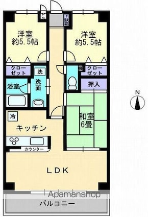 香川県高松市元山町[3LDK/70.67m2]の間取図