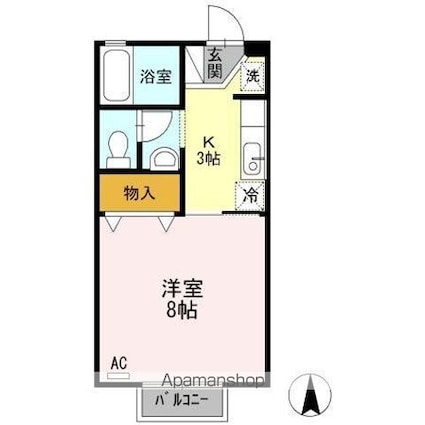 サンハイツ（林町）[1K/26.93m2]の間取図