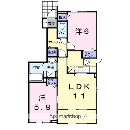 フォンテーヌ・ポルトⅣ[2LDK/57.13m2]の間取図
