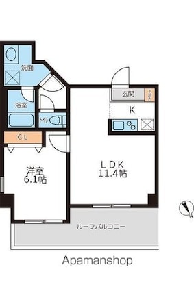 ミュプレ吉祥寺[1LDK/40.05m2]の間取図