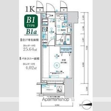 ＭＡＸＩＶ八王子ＴＲＥ[1K/25.64m2]の間取図