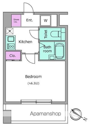レジディア三越前[1K/20.05m2]の間取図