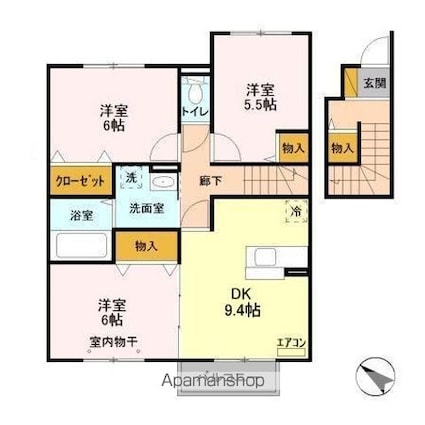 パークシティ土合　Ｂ[3DK/67.16m2]の間取図