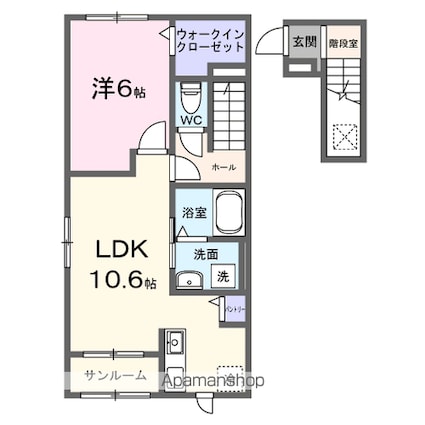 デライト中条　Ⅰ[1LDK/46.25m2]の間取図
