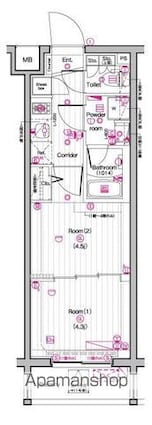 ＴＨＥ　ＰＲＥＭＩＵＭ　ＣＵＢＥ　Ｇ　東中野[2K/25.98m2]の間取図