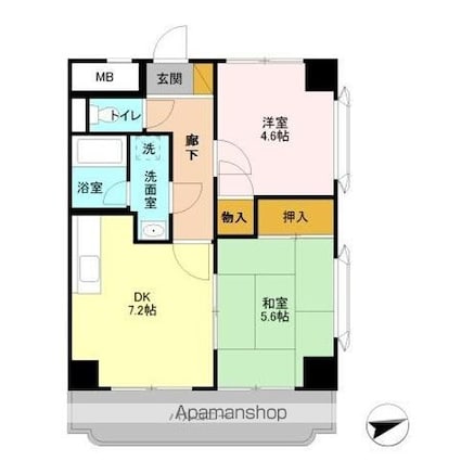 ＹＲレジデンス[2DK/45m2]の間取図