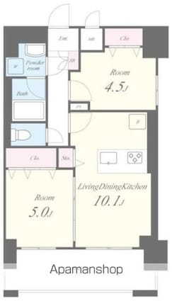 Ｐｏｒｔｏｆｉｎｏ（ポルトフィーノ）[2LDK/47.36m2]の間取図
