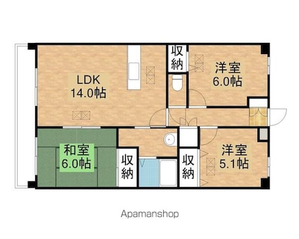 ルネス下中野マンション[3LDK/66.67m2]の間取図