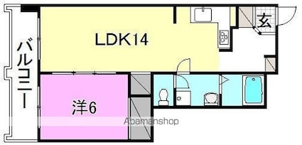 カサグランデ市坪[1LDK/45m2]の間取図