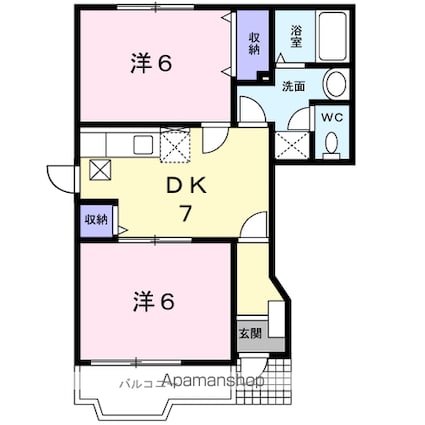 アルトＡ[2DK/44.34m2]の間取図