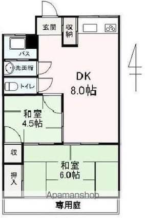 玉浦マンション[2DK/39.6m2]の間取図