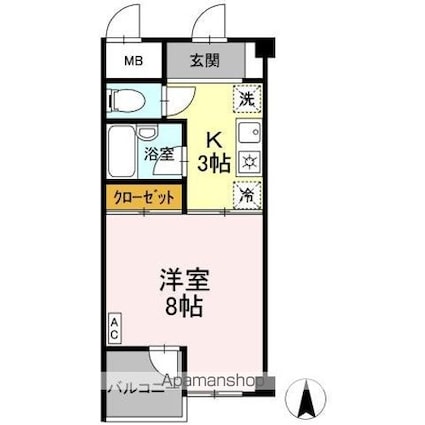 Ｆｉｚｚ[1K/25m2]の間取図