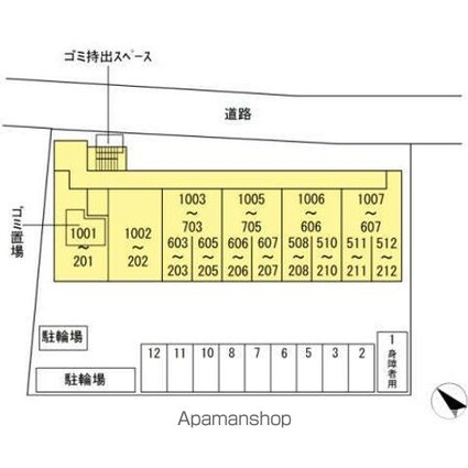 東京都日野市多摩平１丁目[1K/28.84m2]の配置図