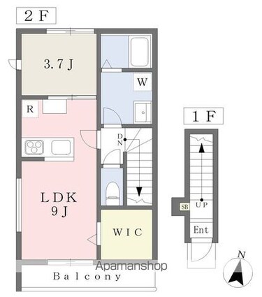 ＧＡＬＬＥＲＹ　ＨＯＵＳＥ　衣山　Ａ[1LDK/38.9m2]の間取図