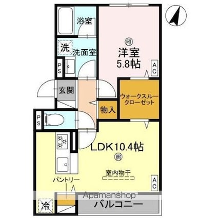 ピオーネ荘[1LDK/42.97m2]の間取図